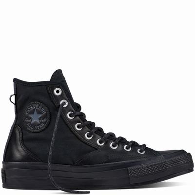 Converse Chuck Taylor All Star '70 Hiker Leather Nylon High Tops Mens - Black/Black/Black Shoes (857DBSGM)